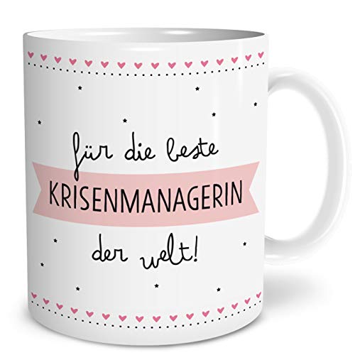 OWLBOOK® Beste Krisenmanagerin Tasse mit Spruch Geschenke Geschenkideen für alle Krisenmanagerinnen als Dankeschön Keramik 300 ml von OWLBOOK