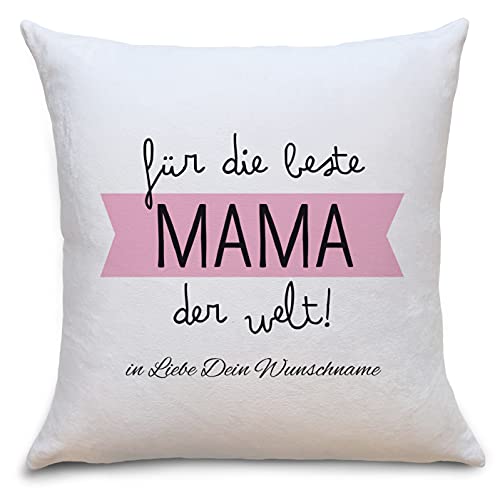 OWLBOOK® Personalisierte Geschenek zum Muttertag | Beste Mama der Welt | Kissen mit Motiv Personalisiert mit Namen Geschenke Geschenkideen für Mama zum Geburtstag Zierkissen mit Füllung von OWLBOOK