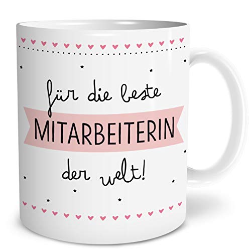 OWLBOOK® Beste Mitarbeiterin Tasse mit Spruch Geschenke Geschenkideen für Mitarbeiterin zum Jubiläum Keramik 300 ml von OWLBOOK