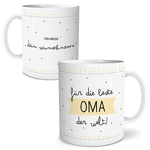 OWLBOOK® Personalisierte Geschenke für Frauen Tasse Personalisiert Name Beste Oma Tasse mit Spruch Geschenke Geschenkideen für Oma zum Geburtstag Keramik 300 ml von OWLBOOK