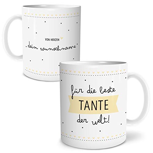 OWLBOOK® Personalisierte Geschenke Tasse für Tante Tasse für Schwester Tasse Personalisiert Beste Tante Tasse mit Spruch Geschenke Geschenkideen für Tante zum Geburtstag Keramik 300 ml von OWLBOOK