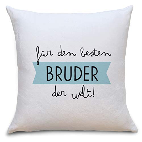 OWLBOOK Bester Bruder Flauschiges Kissen mit Bild Geschenke Geschenkideen für Bruder zum Geburtstag Zierkissen mit Füllung von OWLBOOK