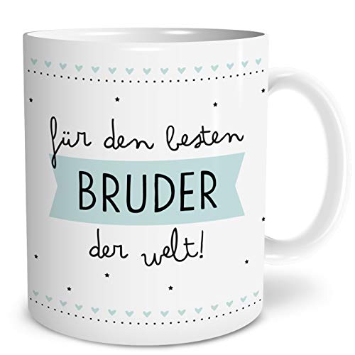 OWLBOOK® Geschenk für Bruder Bester Bruder Tasse mit Spruch Geschenke Geschenkideen für Bruder zum Geburtstag Hochzeit Keramik 300 ml von OWLBOOK