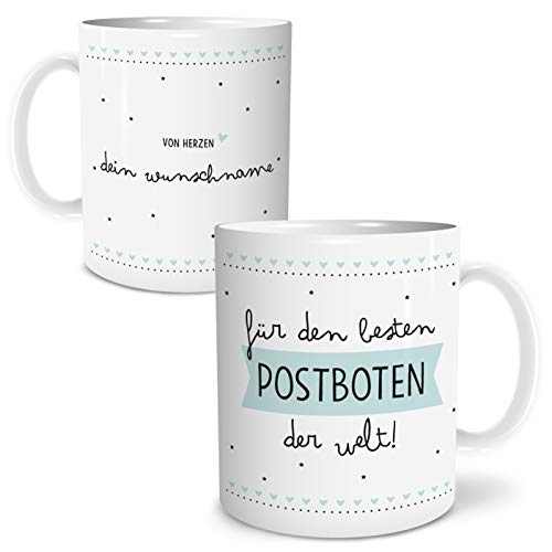 OWLBOOK® Personalisierte Geschenke für Frauen Tasse Personalisiert Name Bester Postbote Tasse mit Spruch Geschenke Geschenkideen für den Postenboten als Dankeschön Keramik 300 ml von OWLBOOK