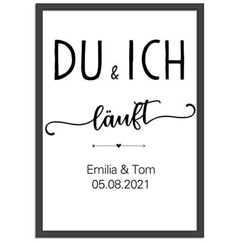 OWLBOOK DU & ICH läuft Bild A4 personalisiert Liebes Geschenke für Frauen Männer Geschenkideen für Freund Freundin Sie Ihn zum Geburtstag Valentinstag Jahrestag Weihnachten von OWLBOOK