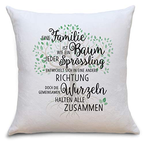 OWLBOOK Familie Baum Flauschiges Kissen mit Aufdruck Geschenke Geschenkideen für Opa zum Geburtstag Zierkissen mit Füllung von OWLBOOK