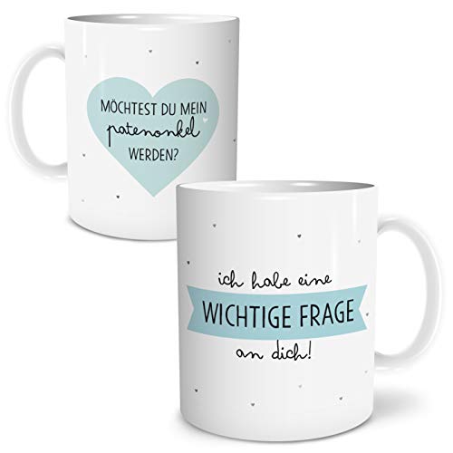 OWLBOOK® Frage Patenonkel Tasse mit Spruch Geschenke Geschenkideen für Patenonkel Pate zum Geburtstag Keramik 300 ml von OWLBOOK