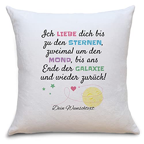 OWLBOOK Liebe um den Mond Flauschige Kissenhülle mit Spruch Personalisiert mit Namen Geschenke Geschenkideen für Frauen zum Valentinstag von OWLBOOK