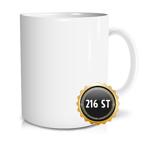 OWLBOOK Sublimationstassen Sublimations Tassen Rohling Tasse AAA Mug Becher Kaffeetasse für Sublimationsdruck - Spülmaschinengeeignet Mikrowellenfest 300 ml Keramik - 216 Stück von OWLBOOK