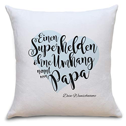 OWLBOOK® Personaliserte Geschenke | Vatertagsgeschenk für Papa Geschenk Vatertag Geschenkideen für Vater zum Geburtstag | Superheld Papa | Kissen mit Füllung 40 x 40 cm von OWLBOOK