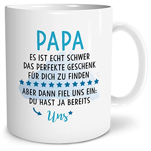 OWLBOOK® Vatertagsgeschenk für Papa Geschenk Vatertag Tasse | Geschenke für Männer | Du hast ja uns | Papa Tasse mit Spruch | Geschenke für Papa zum Vatertag | Keramik 300 ml von OWLBOOK