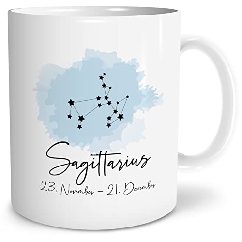 OWLBOOK® Sternbild Sagittarius Tasse mit Spruch Sternzeichen Schütze zum Geburtstag Weihnachten Keramik 300 ml von OWLBOOK