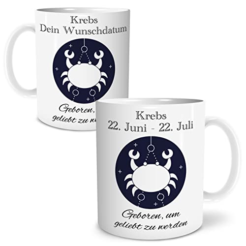 OWLBOOK® Personalisierte Geschenke Tasse Personalisiert Sternzeichen Krebs Tasse mit Spruch Sternzeichen Geschenke Krebs zum Geburtstag Weihnachten Keramik 300 ml von OWLBOOK