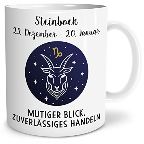 OWLBOOK® Sternzeichen Steinbock Tasse mit Spruch Sternzeichen Steinbock zum Geburtstag Weihnachten Keramik 300 ml von OWLBOOK