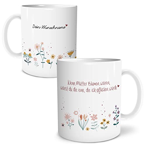 OWLBOOK® Personalisierte Geschenke für Mama Geschenke für Frauen Wenn Mütter Blumen wären Tasse Personalisiert Muttertag Geburtstag Geschenk Weihnachts Muttertag Weihnachten Keramik 300 ml von OWLBOOK