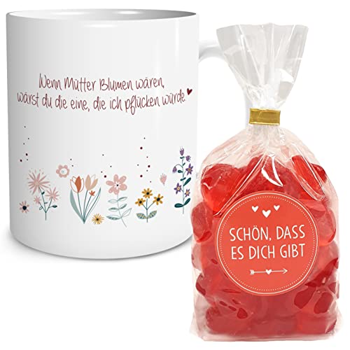 OWLBOOK® Geschenke für Mama Geschenke für Frauen Wenn Mütter Blumen wären Tasse Fruchtgumi Weihnacht Geschenke für Mama Muttertag Geburtstag Geschenk Muttertag Weihnachten Keramik 300 ml von OWLBOOK