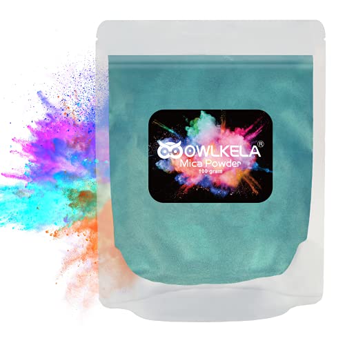 100 g Glitzer-Mica-Pulver – Pigment-Kosmetik-Epoxidharz-Farbstoff für Seife, Kerzenherstellung, Epoxidharz-Kunst, Acryl-Nagelfarbe, Badekugeln, Lipgloss, 10 Farben erhältlich – Dunkelgrün EN von OWLKELA