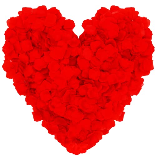 OWLKELA 3000 Stück Rote Rosenblätter, Künstliche Rosenblätter, Rosenblätter - Valentinstag, Hochzeit, Taufe, Geburtstag, Romantische Atmosphäre von OWLKELA