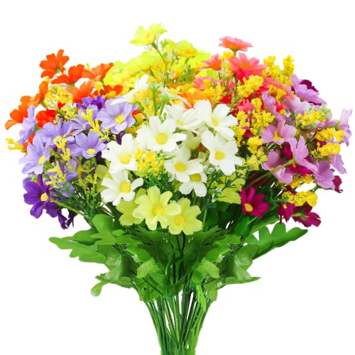 OWLKELA Künstliche Blumen, 6 Bündel von 6 Künstliche Balkonpflanzen und Innen, Plastik Blumen Dekoration, Faux Kunststoff UV-beständige Blumen für Gräber und Garten von OWLKELA