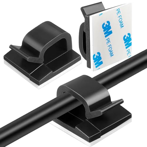 OWLMATE 150 Stück Kabelhalter Selbstklebend, Kabelschellen, Cable Management, Kabelclips für Kabelmanagement - Kabelbefestigung Lichterkette (Schwarz) von OWLMATE