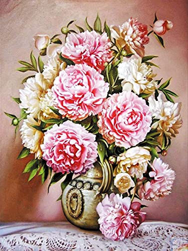 Kreuzstich-Set, gestempelt, OWN4B Blumen in Vase, gedrucktes Muster, 11 Karat, 36,1 x 46 cm von OWN4B