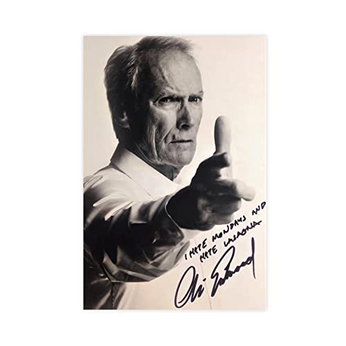 Clint Eastwood Autogramm 7 Leinwandposter Schlafzimmer Dekor Sport Landschaft Büro Zimmer Dekor Geschenk Unrahmen-Stil 60 x 90 cm von OWNPET