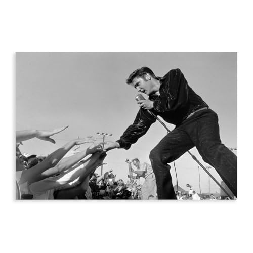 Elvis Presley Schwarz-Weiß-Kunst-Leinwandposter Schlafzimmer Dekor Sport Landschaft Büro Zimmer Dekor Geschenk ungerahmt 50 x 75 cm von OWNPET