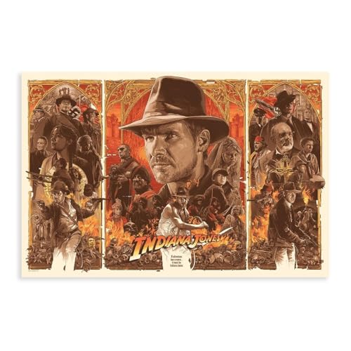 Indiana Jones Riders Vintage-Leinwand-Poster, Schlafzimmer-Dekor, Sportlandschaft, Büro, Raumdekoration, Geschenk, ungerahmt, 50 x 75 cm Indiana Jones Riders Vintage-Leinwand-Poster, Schlafzimmer-Dekor, Sportlandschaft, Büro, Raumdekoration, Geschenk, ungerahmt, 50 x 75 cm von OWNPET