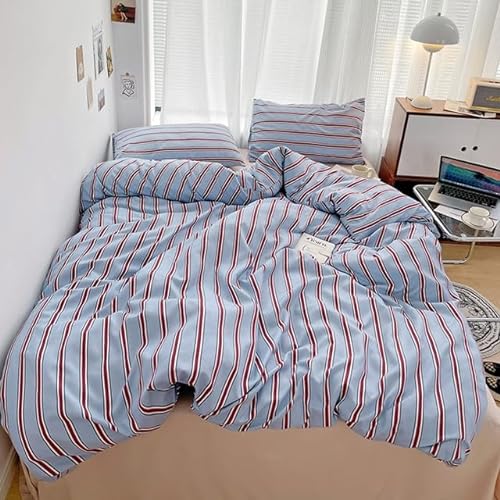 OWNPET Bunt gestreifter Druck, Bettbezug und Bettlaken, 3/4-teilig, Bettwäsche-Set für Erwachsene, Einzelbett, Doppelbett, Queen-Size-Bettlaken-Set, 200 x 230 cm von OWNPET