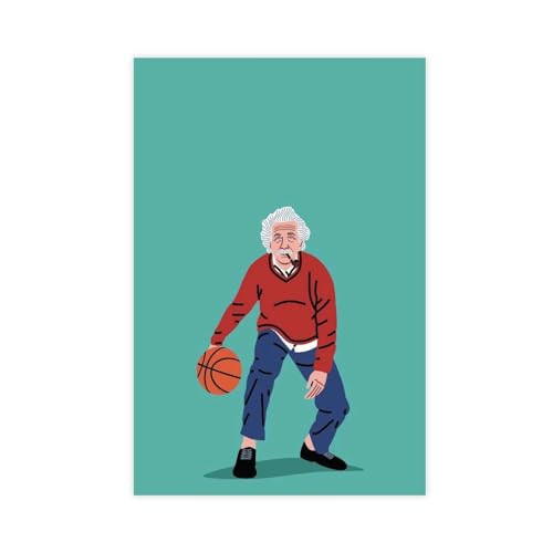 OWNPET Leinwand-Poster mit Basketball-Motiv von Albert Einstein, Wandkunst, Dekor, Bild, Gemälde für Wohnzimmer, Schlafzimmer, Dekoration, ungerahmt, 50 x 75 cm von OWNPET