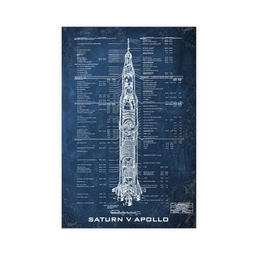 OWNPET Saturn V Apollo Leinwand-Poster, Wandkunst, Dekordruck, Bild, Gemälde für Wohnzimmer, Schlafzimmer, Dekoration, ungerahmt, 50 x 75 cm von OWNPET