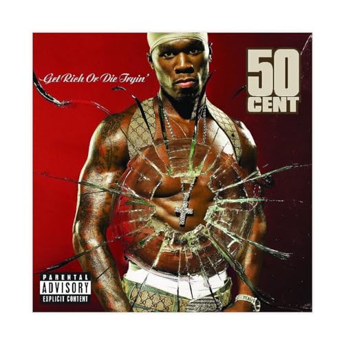 Sänger 50 Cent Get Rich Or Die Tryin Musik Cover Leinwand Poster Schlafzimmer Dekor Sport Landschaft Büro Zimmer Dekor Geschenk ungerahmt 40 x 40 cm von OWNPET