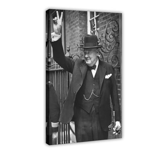 Winston Churchill 3 Leinwandposter Schlafzimmer Dekor Sport Landschaft Büro Zimmer Dekor Geschenk Rahmenstil 50 x 75 cm von OWNPET