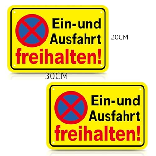 2Pcs Einfahrt Freihalten Schilder (30x20 cm Metall Aluminium),Parken Verboten Schild Eingang Freihalten Auch Gegenüber,Ausfahrt freihalten Schild,Nie Wieder zugeparkt,Ausfahrt Tag und Nacht freihalten von OWOAOOwl