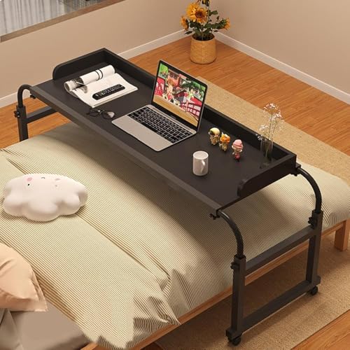 115–210 cm verstellbarer Laptop-Schreibtisch über dem Bett, rollender Aufbewahrungswagen, mobiler Nachttisch mit 4 Rädern, Steharbeitsplatz, Essenstablett, Schreibtisch für Zuhause und Krankenhaus, S von OWOHYG