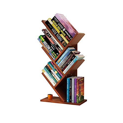 5-stöckiges, bodenstehendes Bücherregal, kreatives, einfaches hölzernes Baum-Bücherregal, hölzernes Desktop-Organizer-Regal, multifunktionales Präsentationsregal für Bücher, Zeitschriften, CDs, für d von OWOHYG