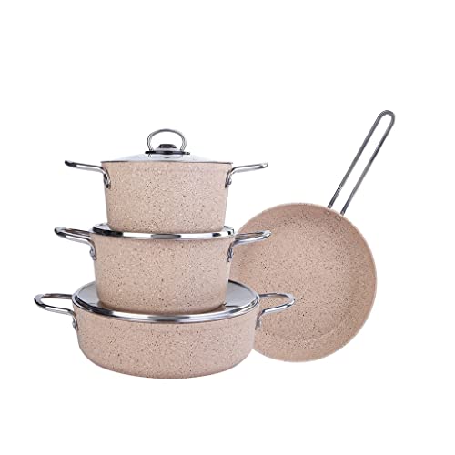 Cookware Cookware Set Stainless Steel 14-Piece Cooking Pot Pan Set Stielcepan Non Stick Fry Pan with Glass Lid (A Variety Pack) von OWOHYG