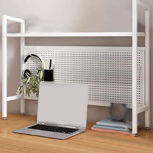 DIY Metal – Schreibtisch-Etagere mit schwarzem Stahlrahmen und Stecktafel, 115 x 22 x 98 cm – stilvolle Aufbewahrungslösung für das Homeoffice, den Arbeitsplatz oder das Arbeitszimmer.,Blanc,75×22×68 von OWOHYG