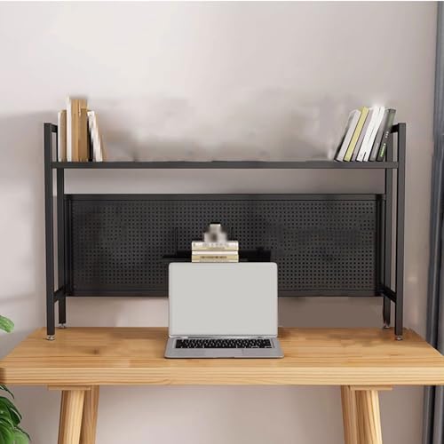 DIY Metal – Schreibtisch-Etagere mit schwarzem Stahlrahmen und Stecktafel, 115 x 22 x 98 cm – stilvolle Aufbewahrungslösung für das Homeoffice, den Arbeitsplatz oder das Arbeitszimmer.,Noir,95×22×68c von OWOHYG