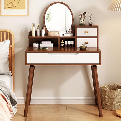 Glamouröser Frisiertisch mit Spiegel und Beleuchtung, moderner Damen-Schminktisch, geräumiger Stauraum, 3 einstellbare Lichtmodi, stilvolle Schlafzimmermöbel, 31,5 Zoll Länge,B,80X40X130cm/31.4X15.7X von OWOHYG
