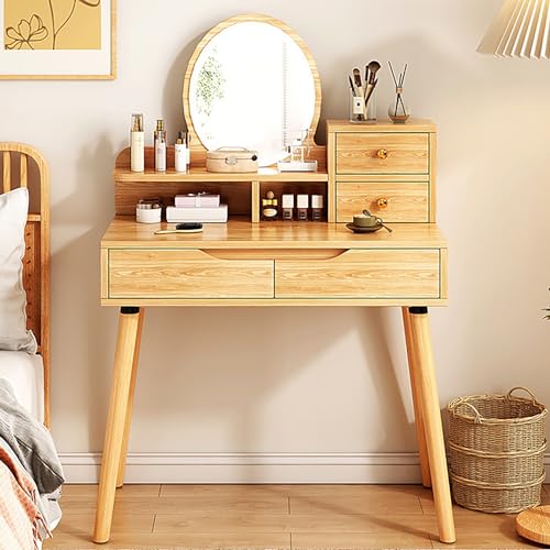 Glamouröser Frisiertisch mit Spiegel und Beleuchtung, moderner Damen-Schminktisch, geräumiger Stauraum, 3 einstellbare Lichtmodi, stilvolle Schlafzimmermöbel, 31,5 Zoll Länge,C,80X40X130cm/31.4X15.7X von OWOHYG