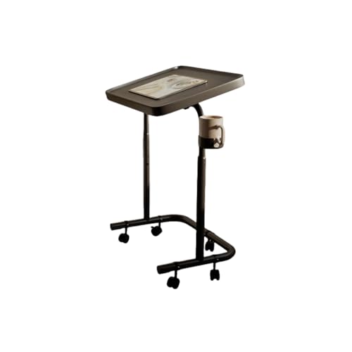 Höhenverstellbarer Laptop-Schreibtisch mit Rollen, Klappbarer Nachttisch für Schlafzimmer, Büro und Sofa, Schwarz, 48 x 35 cm – Vielseitiger tragbarer Arbeitsplatz für Komfort und Bequemlichkeit, Sch von OWOHYG