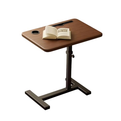 Höhenverstellbarer Stehpult, Mobiler Hubtisch mit Getränkehalter, Kompakter Nachttisch für das Home Office, Braun, 60 x 40 cm,Braun,60×40cm(24×16in) von OWOHYG
