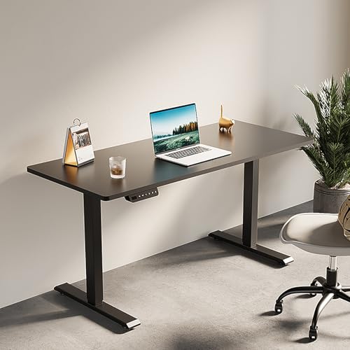 Höhenverstellbarer manueller elektrischer Schreibtisch mit Aufbewahrungsschublade für Zuhause und Büro - Ergonomischer Arbeitsplatz, platzsparendes Design, moderner Stil, einfache Montage, Elegante D von OWOHYG