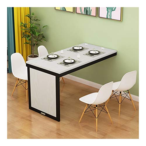Klappbarer Wandtisch mit Klappblatt und lackiertem Stahlrahmen für Arbeitszimmer, Esszimmer oder Büro, Wandbehang, bodenstehender Küchen-/Schlafzimmer-Wandschrank, Weiß + schwarzer Rahmen, 120 x 50 x Klappbarer Wandtisch mit Klappblatt und lackiertem Stahlrahmen für Arbeitszimmer, Esszimmer oder Büro, Wandbehang, bodenstehender Küchen-/Schlafzimmer-Wandschrank, Weiß + schwarzer Rahmen, 120 x 50 x von OWOHYG