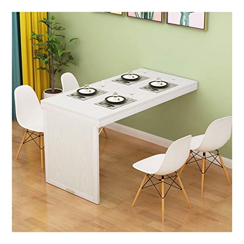 Klappbarer Wandtisch mit Klappblatt und lackiertem Stahlrahmen für Arbeitszimmer, Esszimmer oder Büro, Wandbehang, bodenstehender Küchen-/Schlafzimmer-Wandschrank, Weiß + weißer Rahmen, 100 x 40 x 7 von OWOHYG