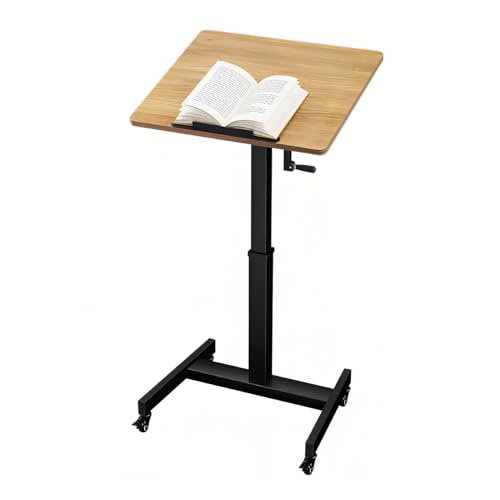 Kleiner mobiler Schreibtisch, Arbeitsstation mit Rädern, faltbar, Blockierstange verhindert Verrutschen, höhenverstellbarer Tisch, Nachttisch, für Home-Office, Arbeitszimmer, Schlafzimmer, Teak, 60 × Kleiner mobiler Schreibtisch, Arbeitsstation mit Rädern, faltbar, Blockierstange verhindert Verrutschen, höhenverstellbarer Tisch, Nachttisch, für Home-Office, Arbeitszimmer, Schlafzimmer, Teak, 60 × von OWOHYG