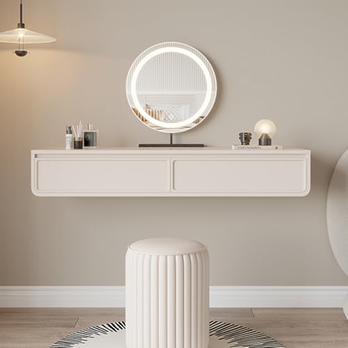 Moderner Frisiertisch aus Holz ohne Spiegel, eleganter Schminktisch mit Schubladen, weißer Kosmetiktisch für Schlafzimmer, Weiß, 100 x 40 cm von OWOHYG