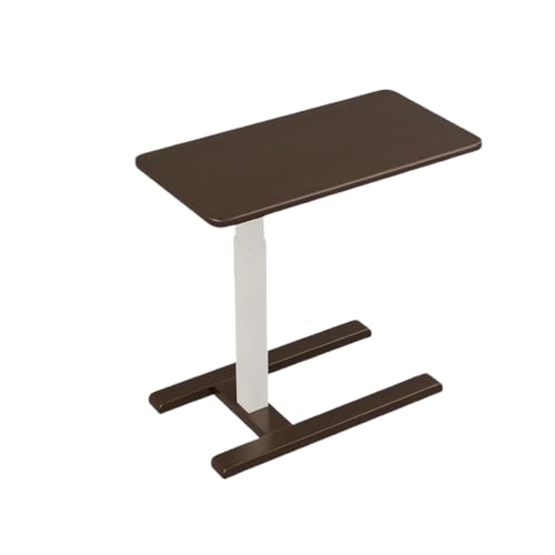 Nachttisch, anhebbarer Computertisch, Home-Office-Studiertisch, pneumatisch beweglicher Schreibtisch, höhenverstellbarer Arbeitsplatz mit Rädern, für Bettseite, Sofaseite, Weiß, 70 × 40 cm), Braun, 7 von OWOHYG