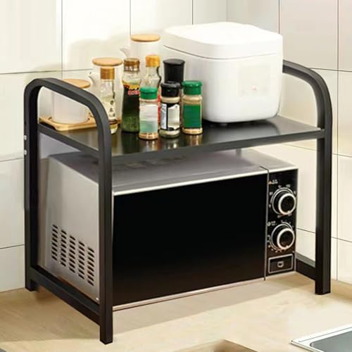 OWOHYG 2-stufiger Mikrowellen-Regalständer, Küchenarbeitsplatten-Nizer, Desktop-Druckerständer, vielseitige Aufbewahrungslösung für Home-Office- und Küchengeräte, doppelt Gebogene Weiden, 55 x 3 von OWOHYG